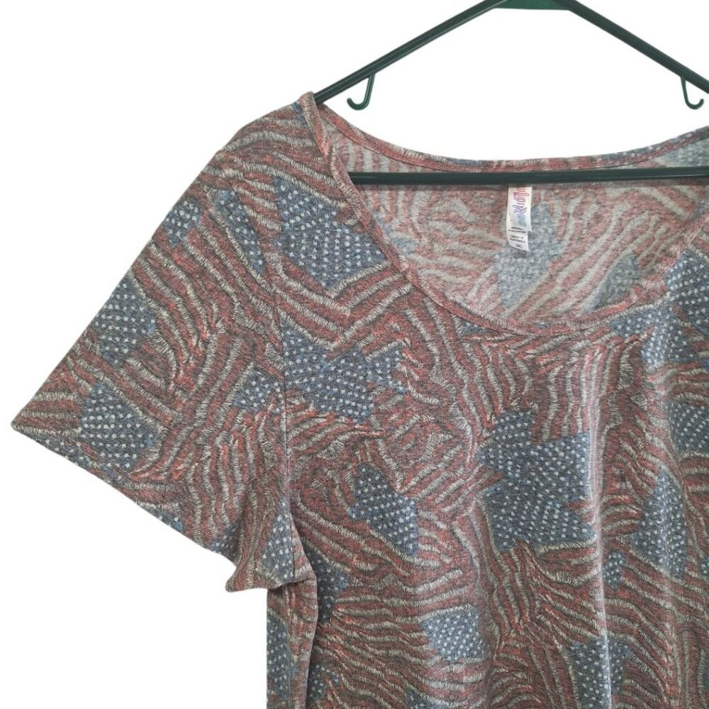 Lularoe Flag Tee Shirt Womens Plus Size 2XL Faded Style Short Sleeve - Picture 4 of 8
